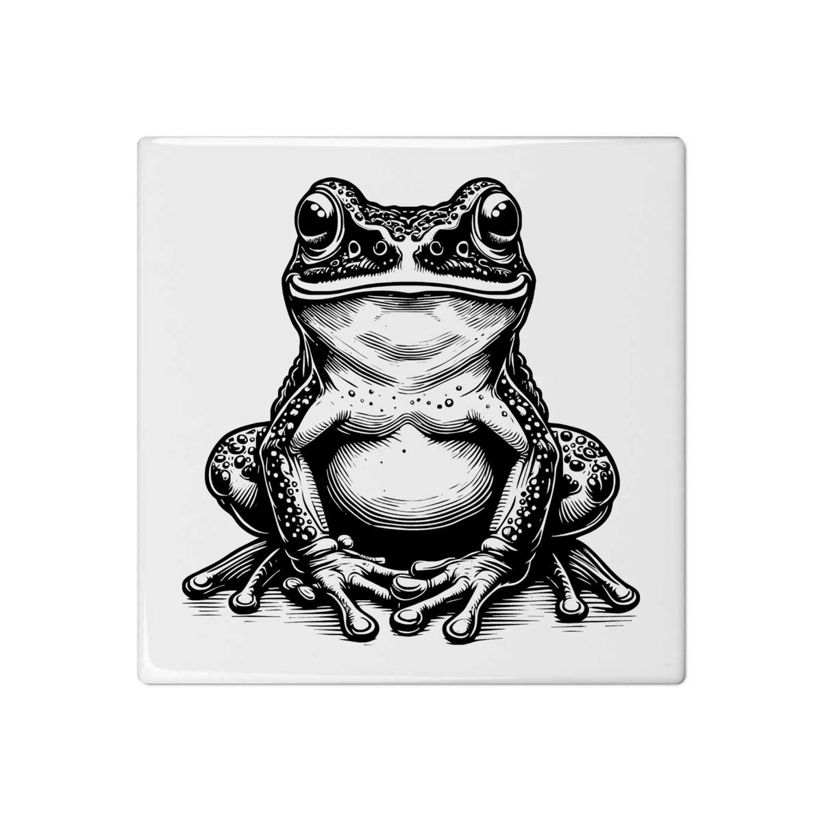 'Happy Frog Sitting' 108mm Square Ceramic Tile (TD00037466)