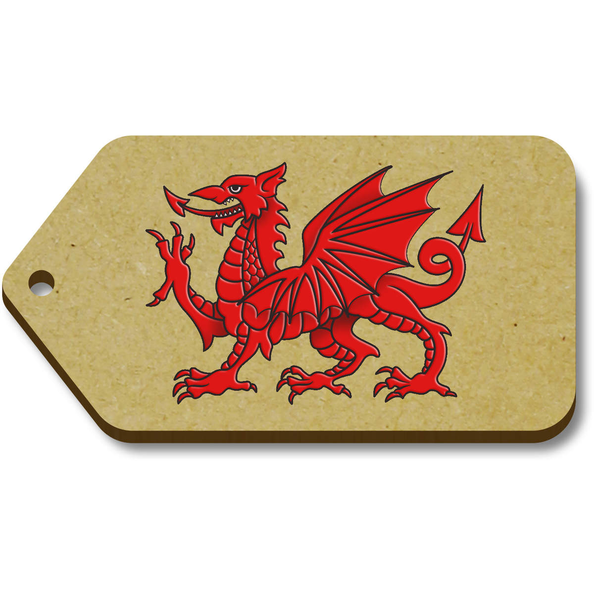 10 x 'Welsh Dragon' MDF Gift Tags - 66mm - Iconic Cymru Red Heraldic Beast - Present Labels for Gifts, Wrapping and Crafts (TG00080269)
