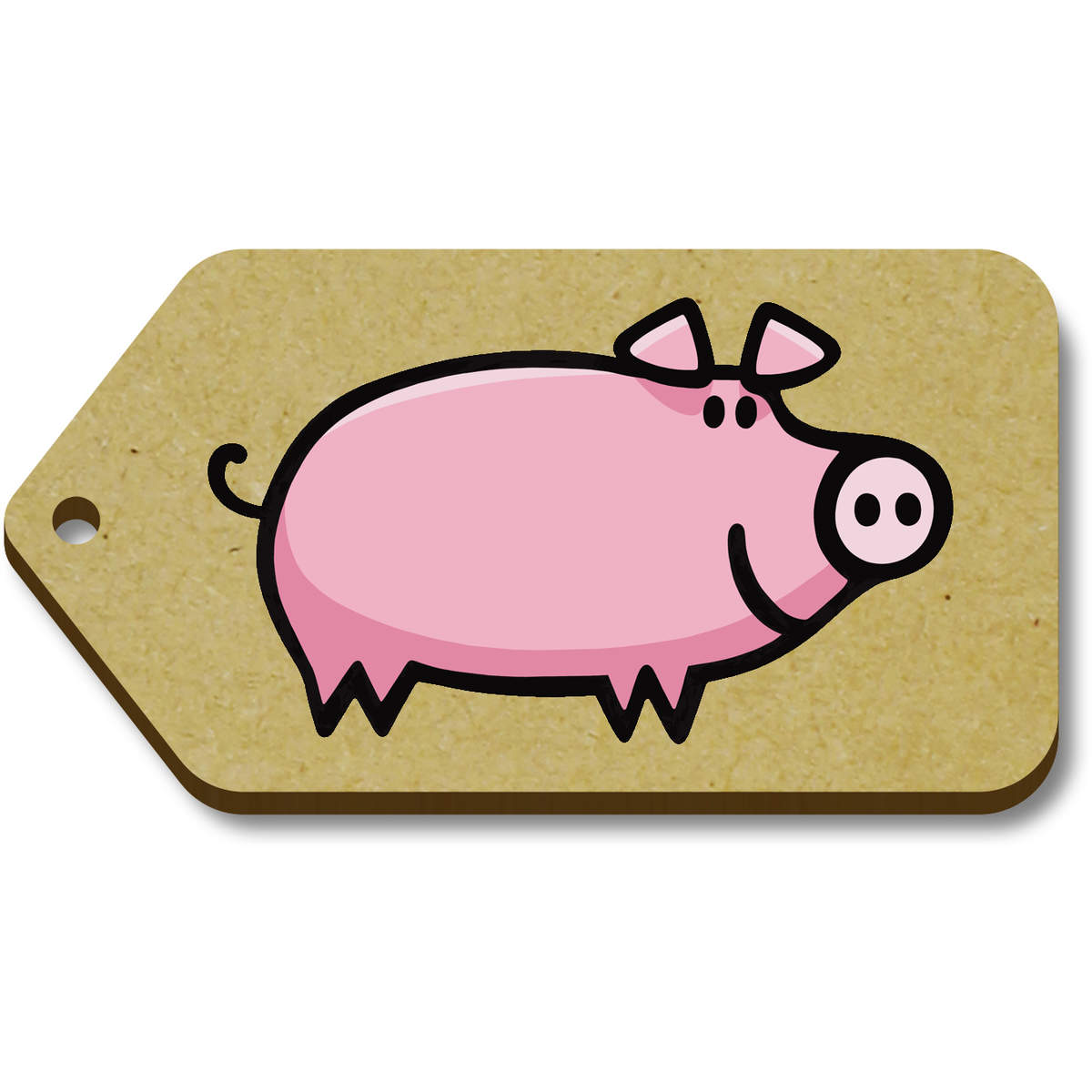 10 x 'Pig' MDF Gift Tags - 66mm - Present Labels for Gifts, Wrapping and Crafts (TG00093515)