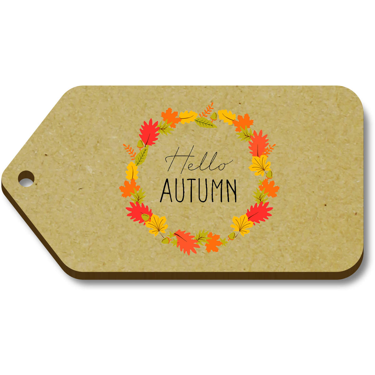 10 x 'Hello Autumn Leaf Wreath' 66mm x 34mm Gift Tags (TG00107327)