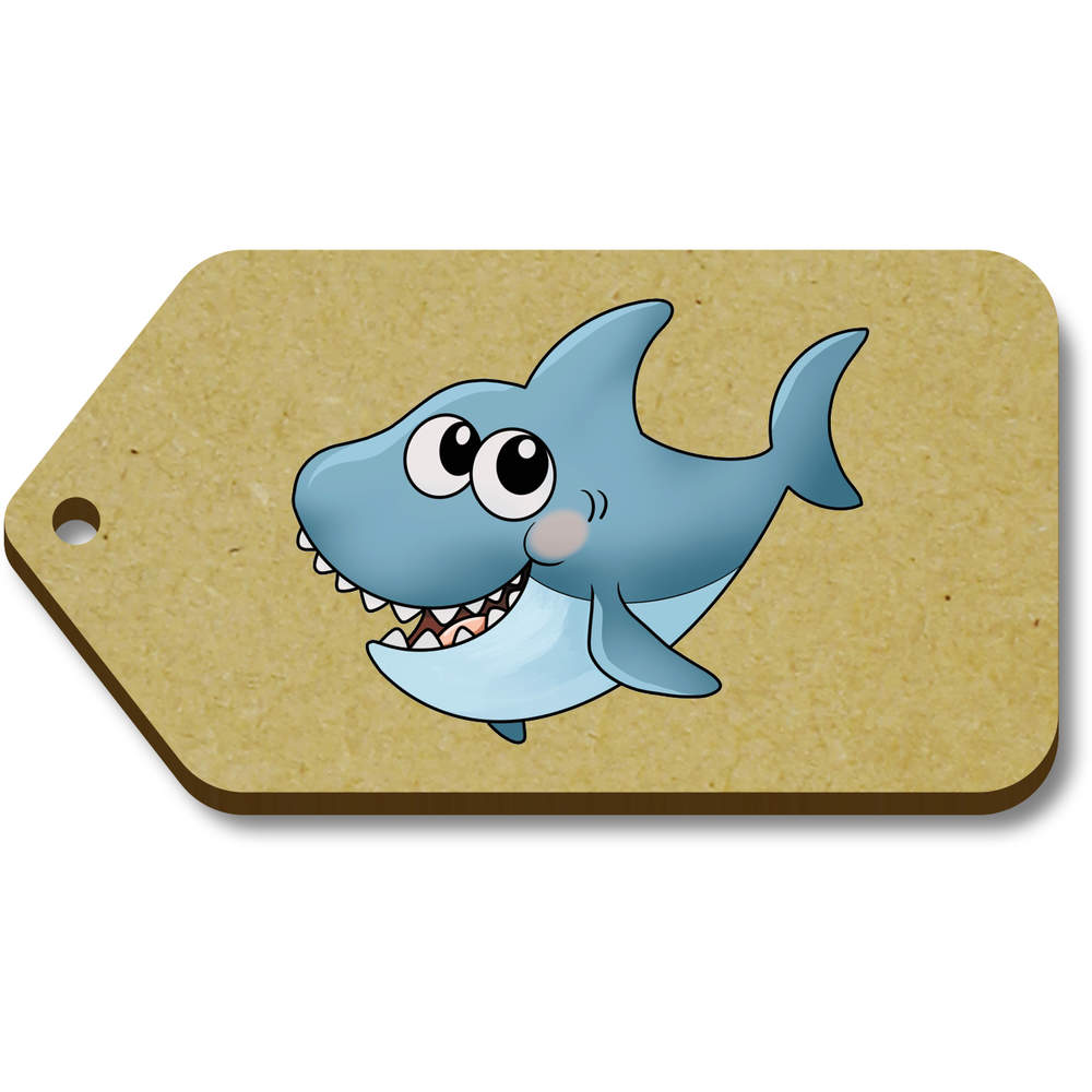 10 x 'Cute Cartoon Shark' 66mm x 34mm Gift Tags (TG00130474)