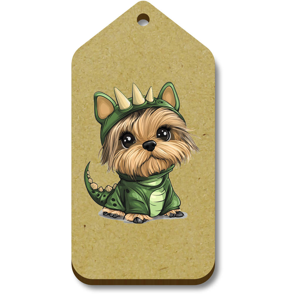 'Cute Yorkshire Terrier Puppy in Dino Costume' Gift / Luggage Tags (TG049435)