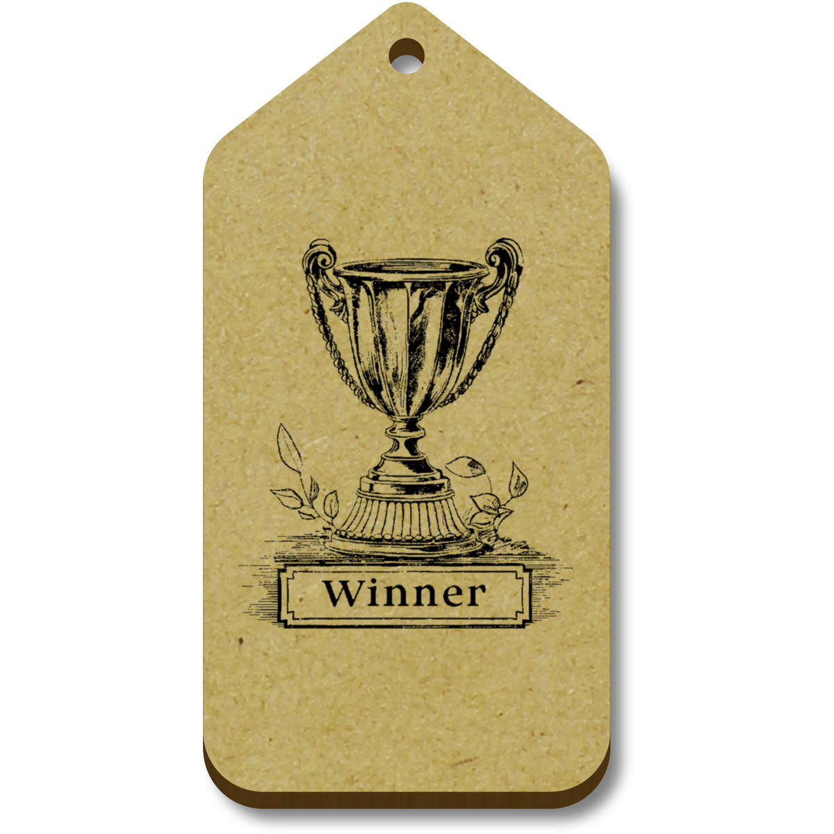 10 x 'Winner Trophy' MDF Gift Tags - 66mm - Present Labels for Gifts, Wrapping and Crafts (TG00132805)