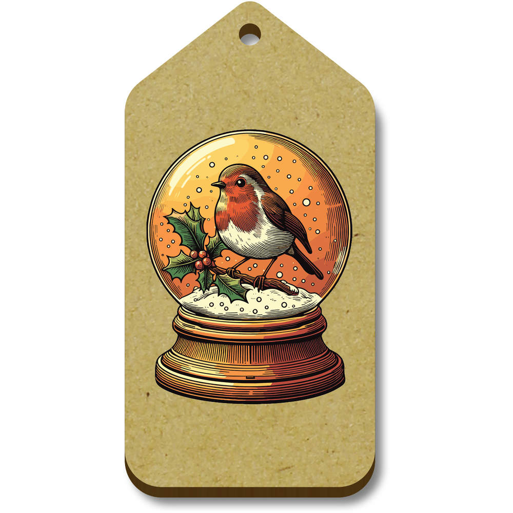 10 x 'Robin Snow Globe' 66mm x 34mm Gift Tags (TG00133079)