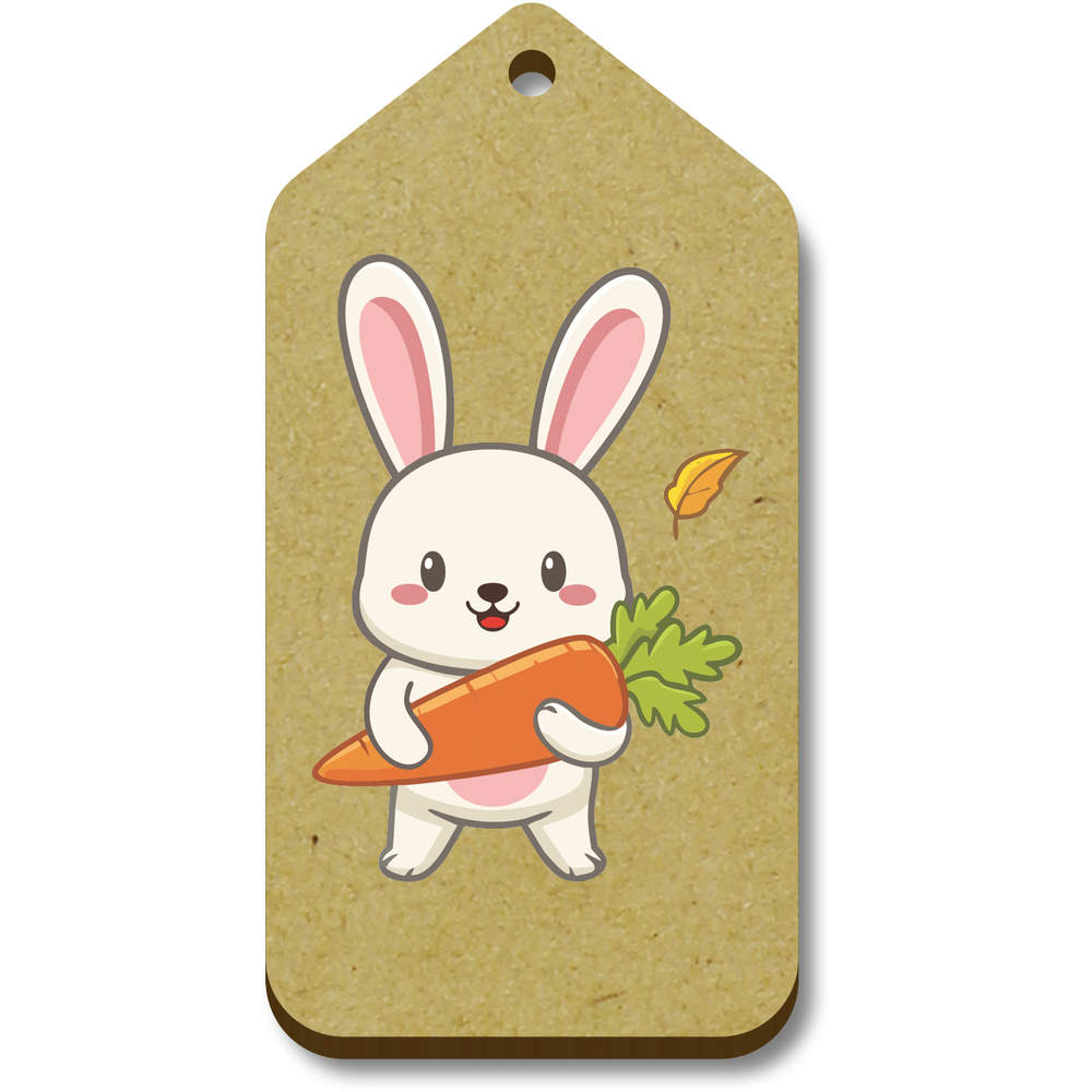 10 x 'Kawaii Bunny Holding Big Carrot' 66mm x 34mm Gift Tags (TG00134650)