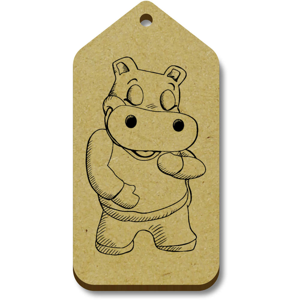 10 x 'Dancing Hippo' 66mm x 34mm Gift Tags (TG00134770)