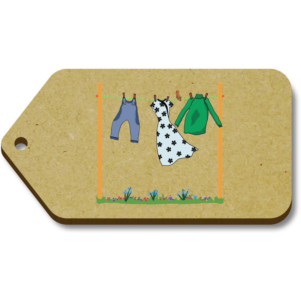 10 x 'Washing Line With Clothes' 66mm x 34mm Gift Tags (TG00137894)