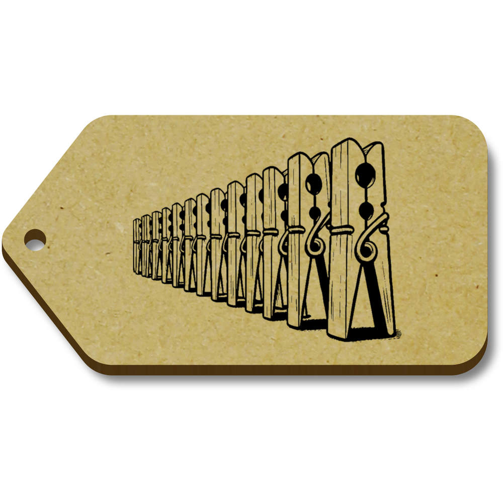10 x 'Wooden Clothes Pegs' 66mm x 34mm Gift Tags (TG00138772)