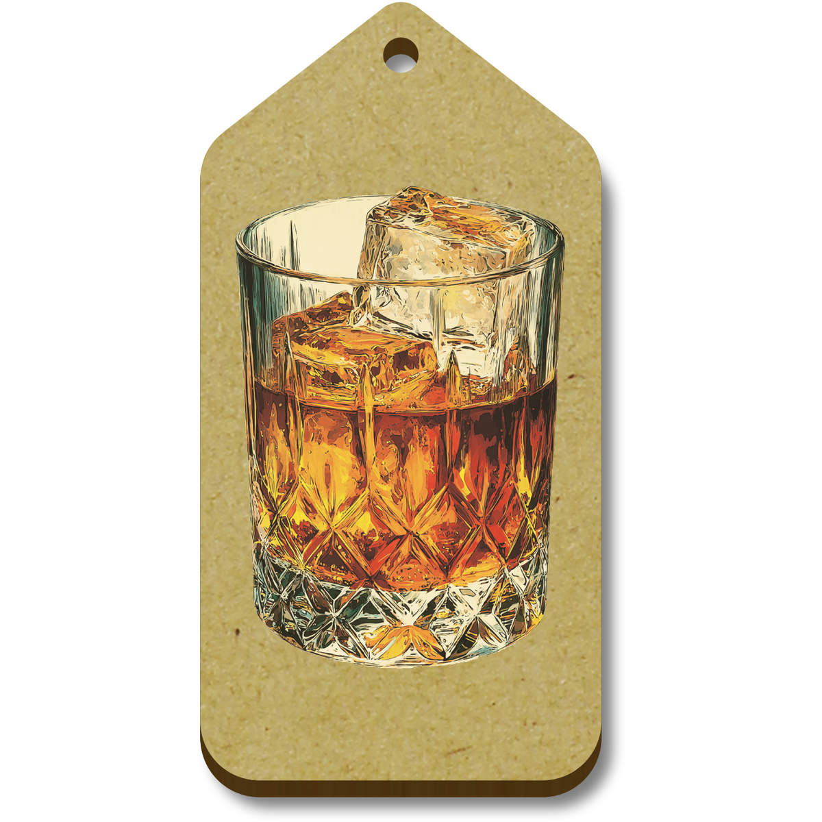 10 x 'Crystal Whiskey Glass' MDF Gift Tags - 66mm - Present Labels for Gifts, Wrapping and Crafts (TG00157210)