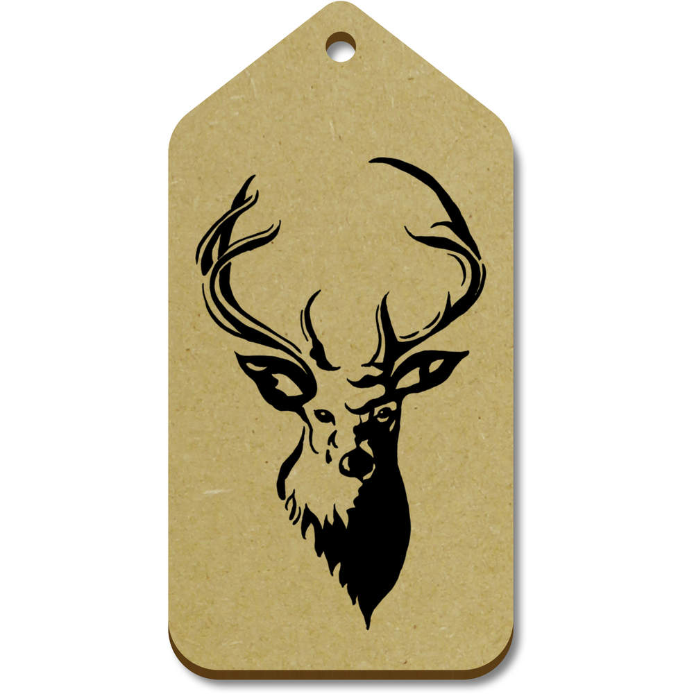 10 x Large 'Stag Head' Wooden Gift Tags (TG00009592)