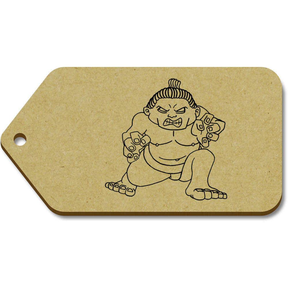 10 x Large 'Sumo Wrestler' Wooden Gift Tags (TG00011072)