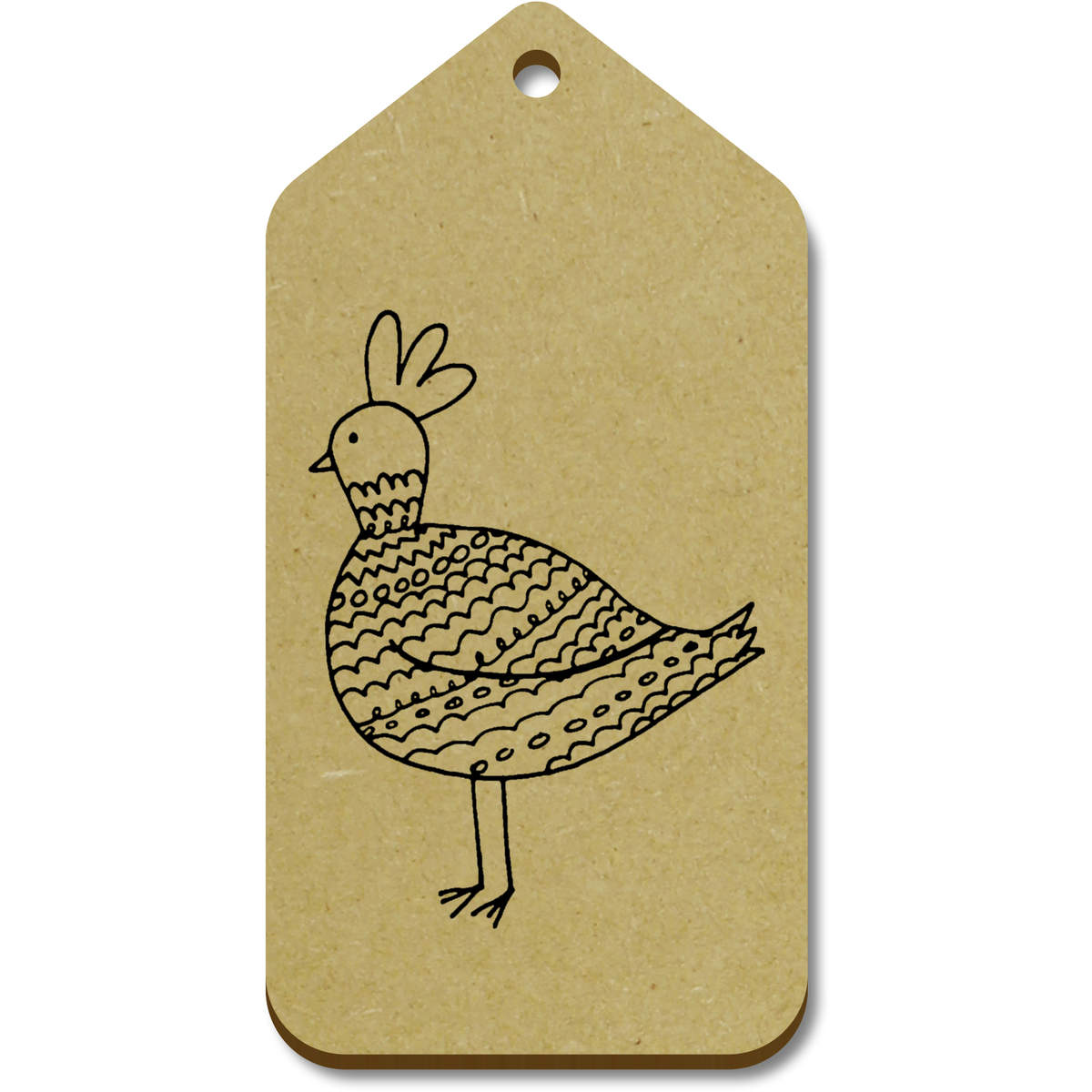 10 x Large 'Patterned Chicken' Wooden Gift Tags (TG00011631)