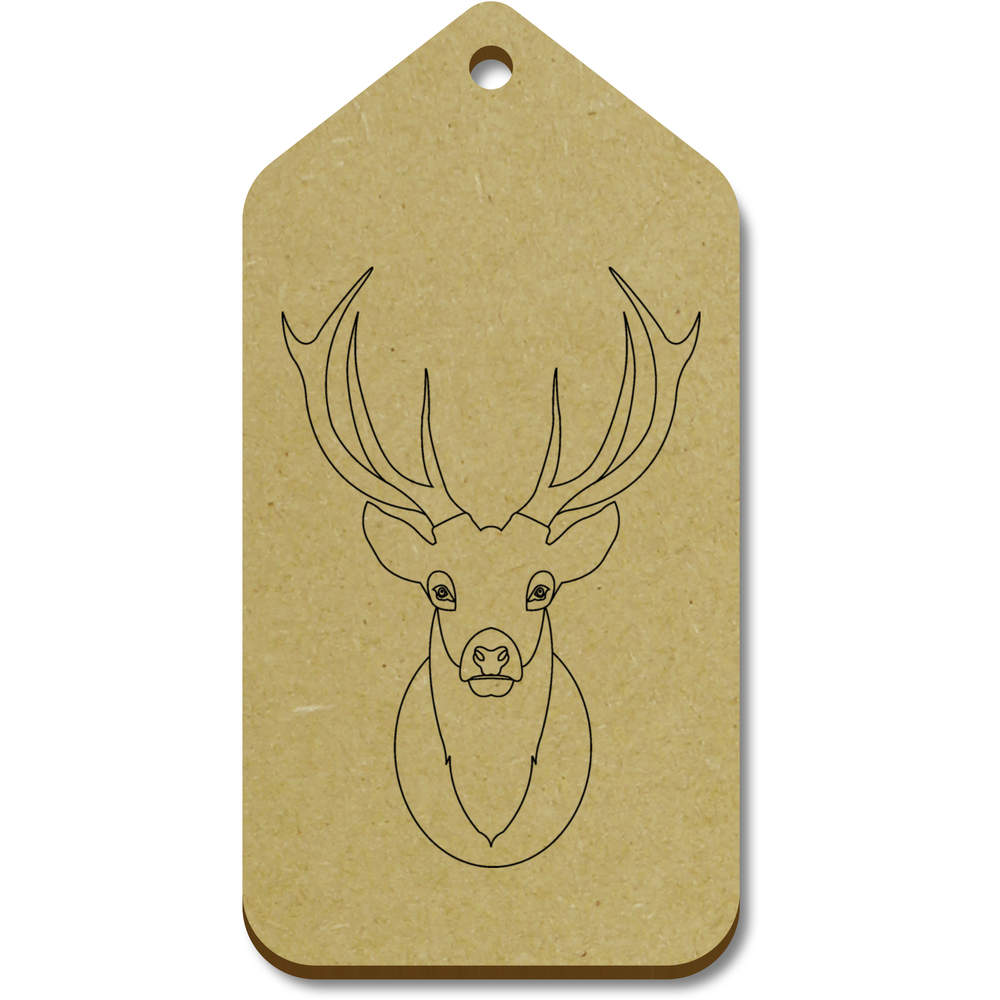 10 x Large 'White Stag Head' Wooden Gift Tags (TG00013098)