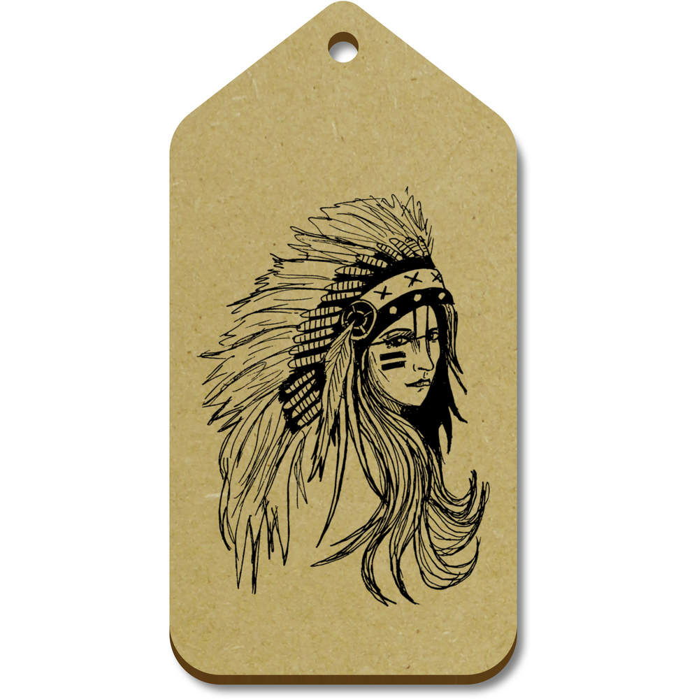 10 x Large 'Native American' Wooden Gift Tags (TG00014674)