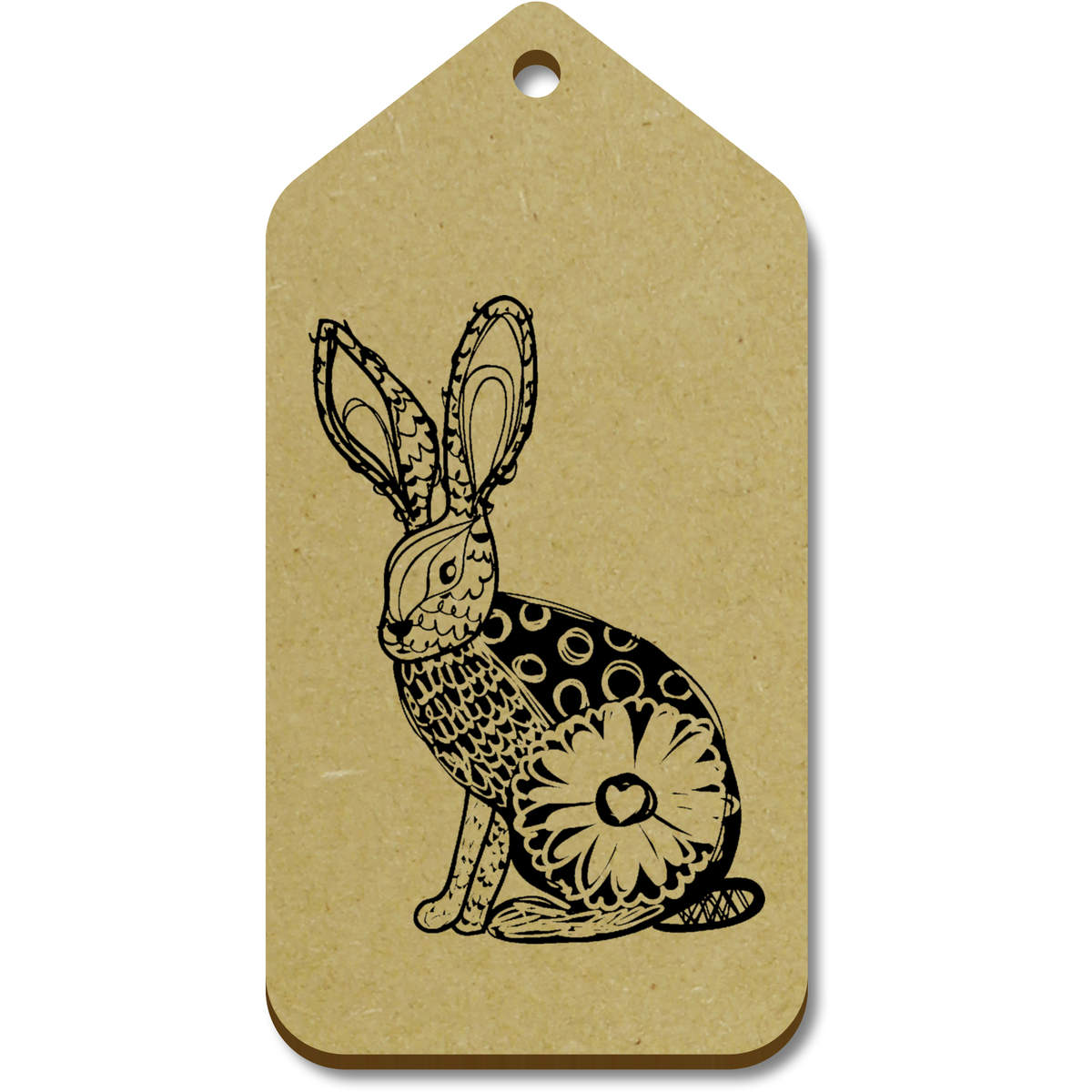 10 x Large 'Patterned Hare' Wooden Gift Tags (TG00018385)