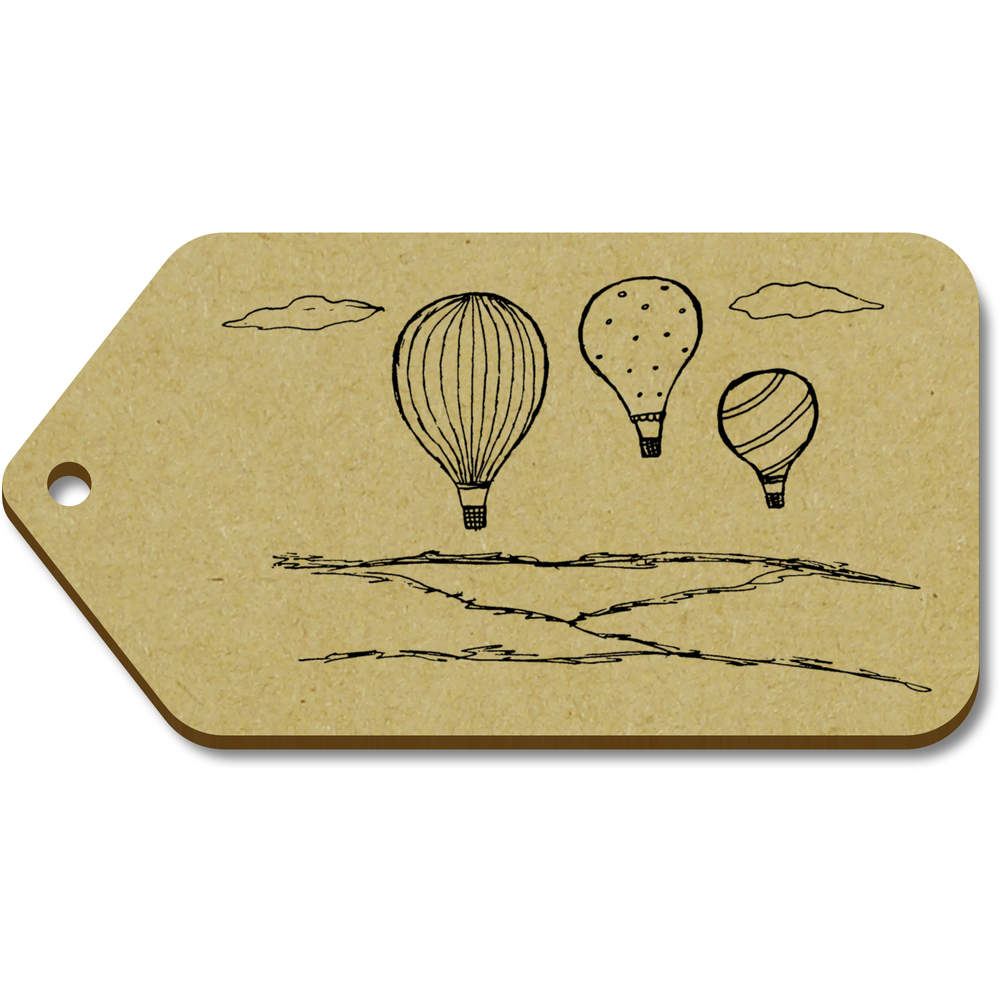 10 x Large 'Hot Air Balloons' Wooden Gift Tags (TG00040122)