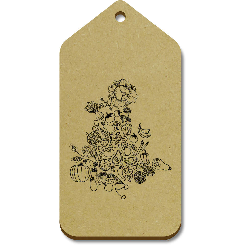 10 x Large 'Fruits & Vegetables' Wooden Gift Tags (TG00049766)