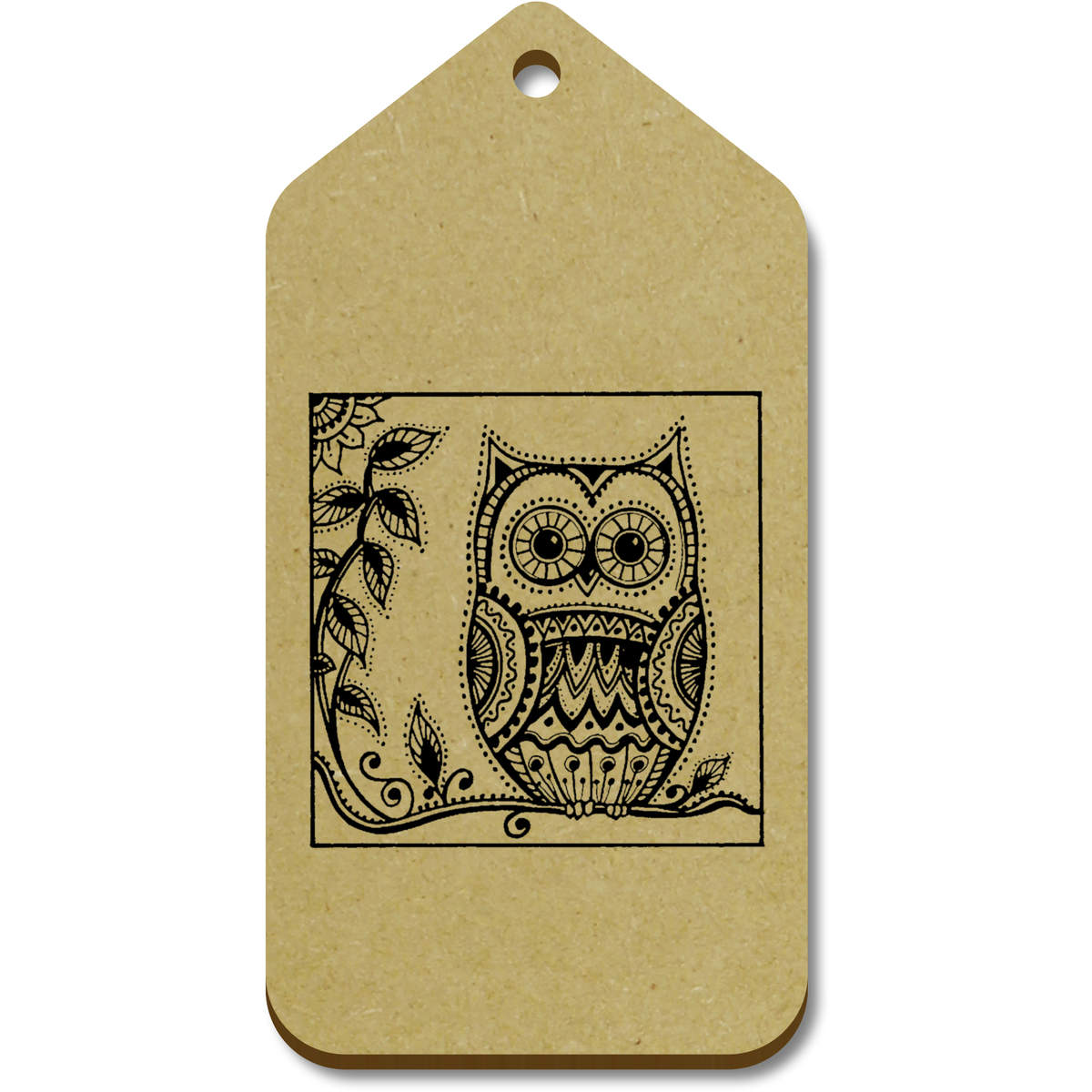 10 x Large 'Owl On Tree Branch' Wooden Gift Tags (TG00057198)