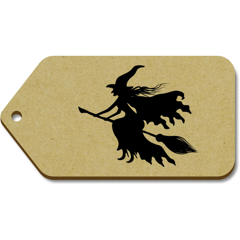10 x Large 'Witch Silhouette' Wooden Gift Tags (TG00060890)