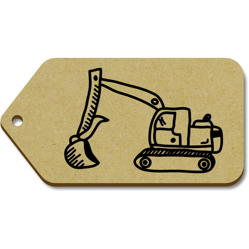 10 x Large 'Digger Truck' Wooden Gift Tags (TG00065938)