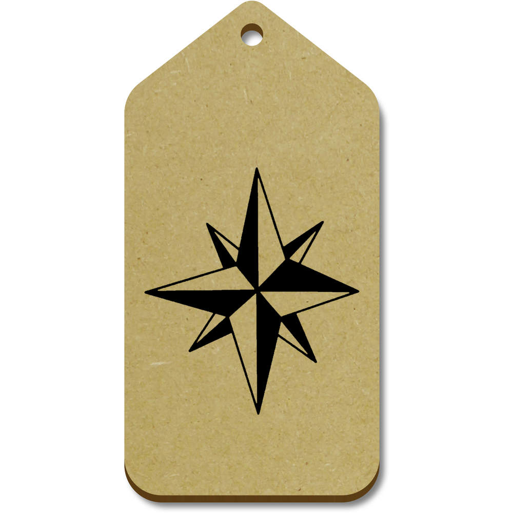10 x Large 'Compass Rose' Wooden Gift Tags (TG00075512)