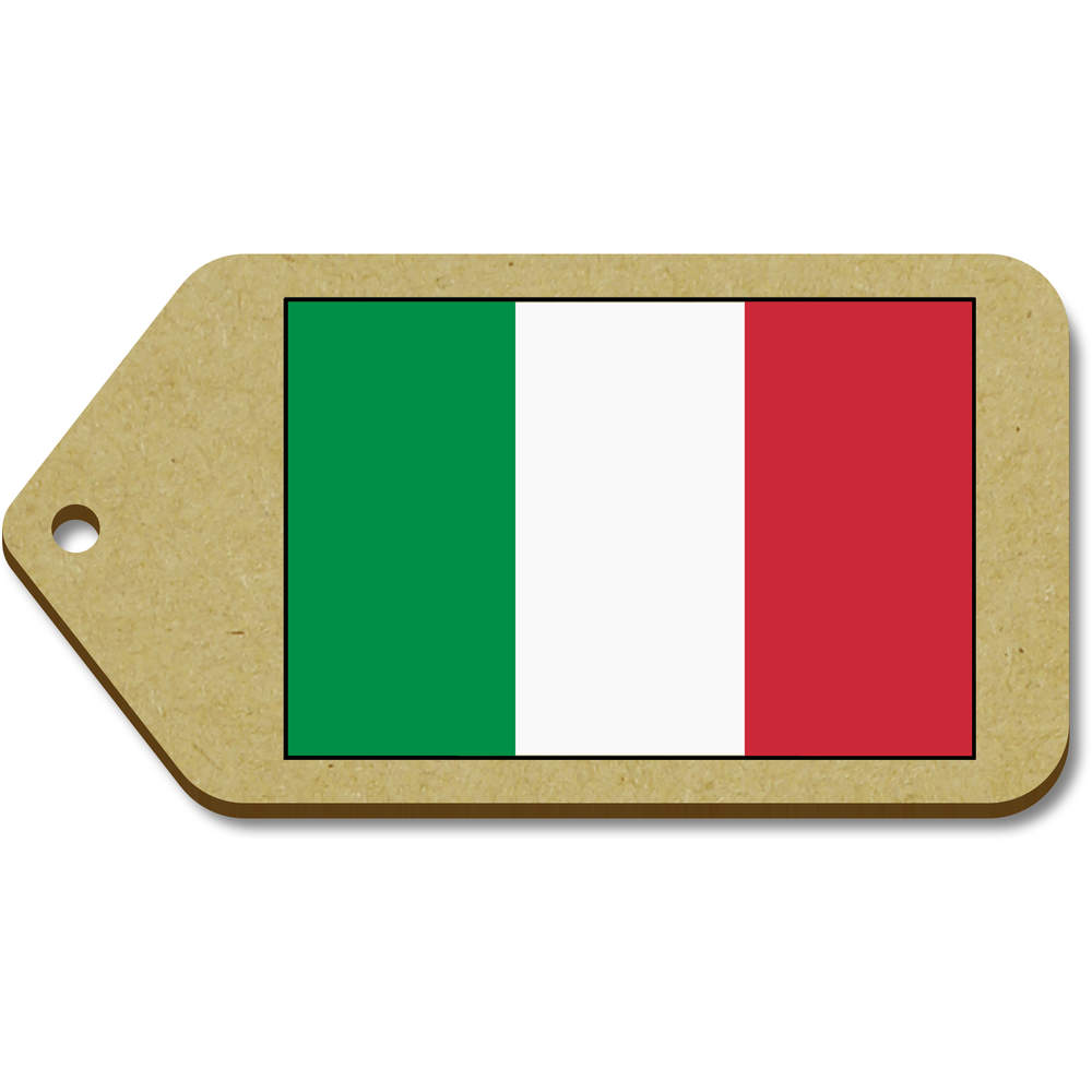 10 x Large 'Italian Flag' Wooden Gift Tags (TG00081068)