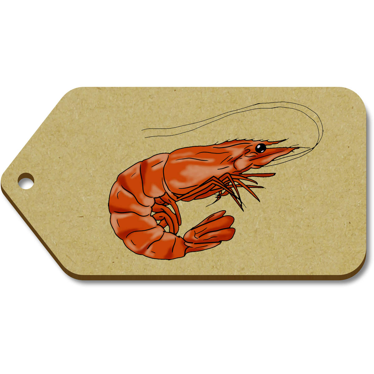 10 x Large 'Shrimp' Wooden Gift Tags (TG00091648)