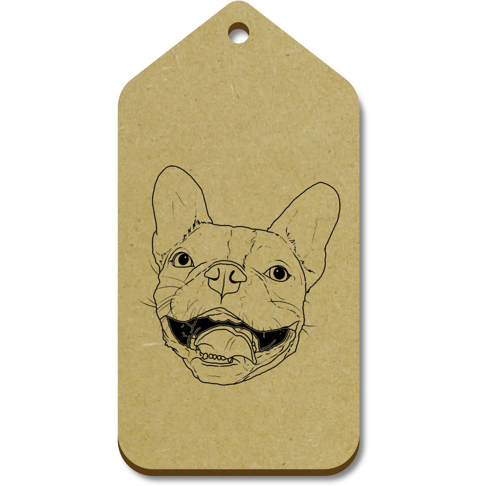 10 x Large 'French Bulldog Head' Wooden Gift Tags (TG00112299)