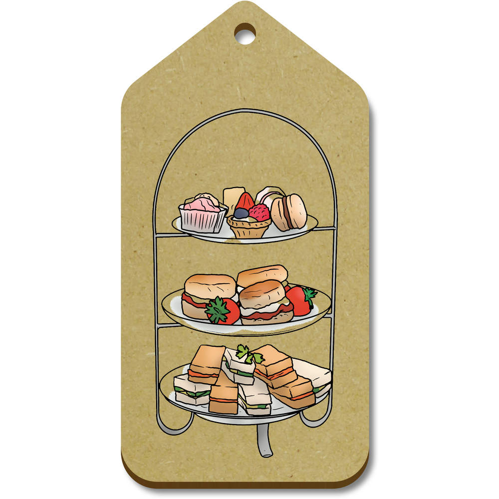 10 x Large 'Afternoon Tea Tray' Wooden Gift Tags (TG00114369)
