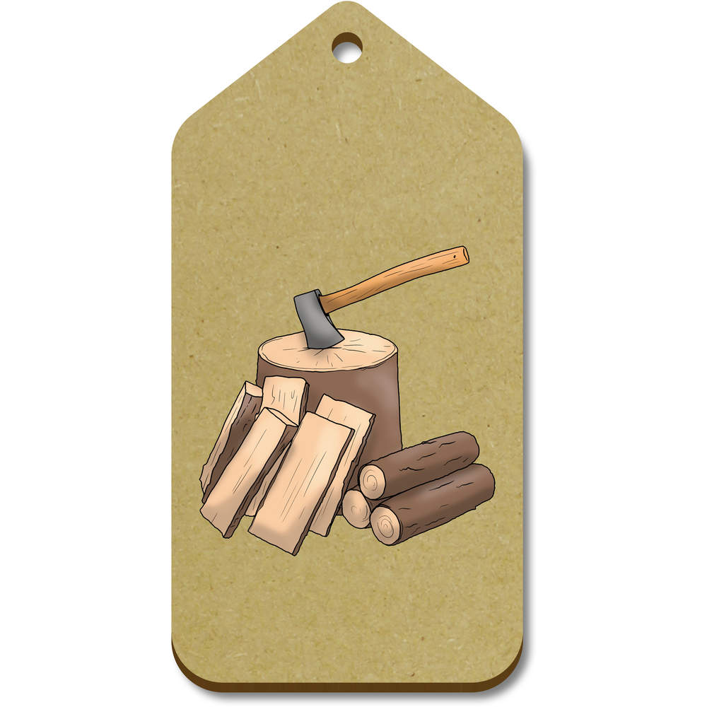 10 x Large 'Axe & Chopping Block' Wooden Gift Tags (TG00114581)