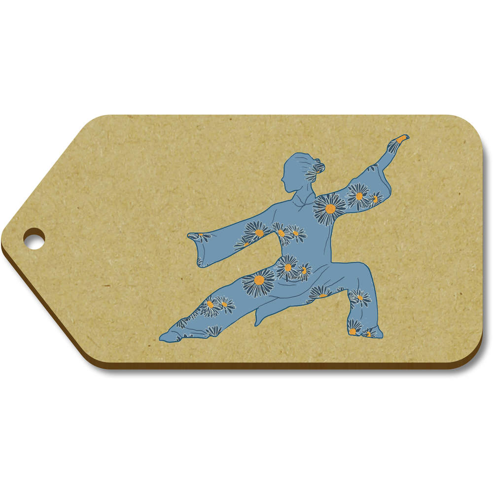 10 x Large 'Tai Chi floral lady ' Wooden Gift Tags (TG00118950)