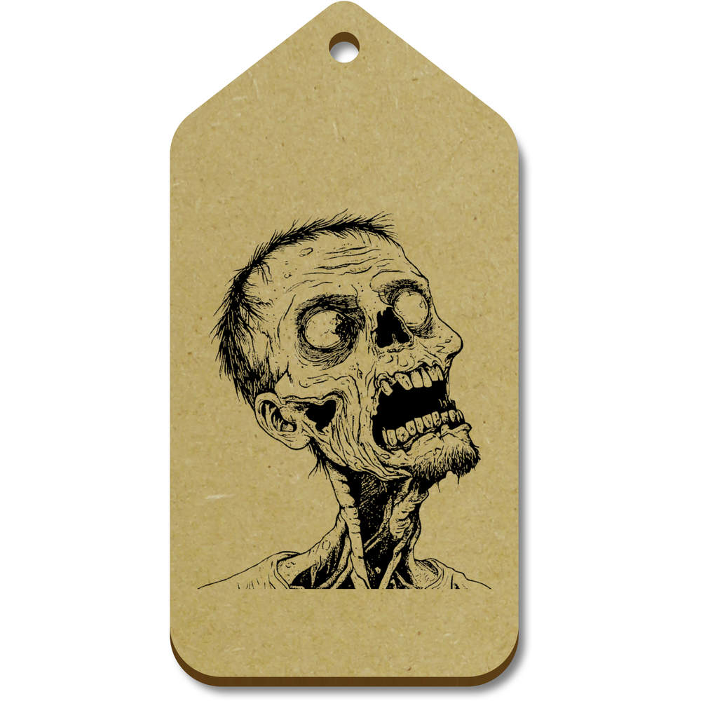 10 x Large 'Open Mouth Zombie' Wooden Gift Tags (TG00132411)