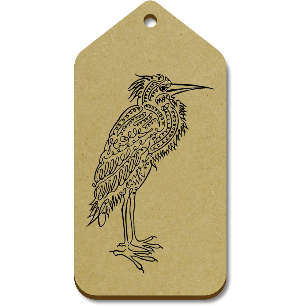 10 x Large 'Calligraphy Heron' Wooden Gift Tags (TG00132952)