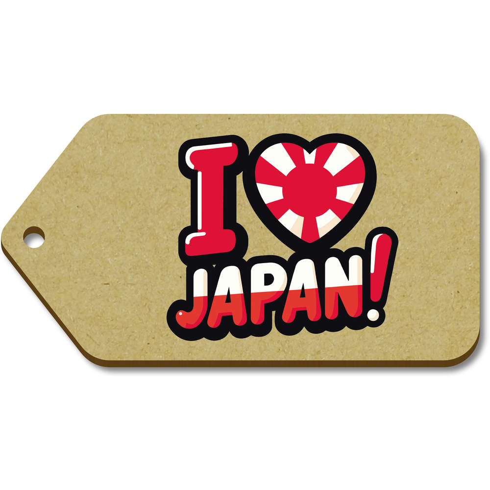 10 x Large 'I Love Japan!' Wooden Gift Tags (TG00133366)