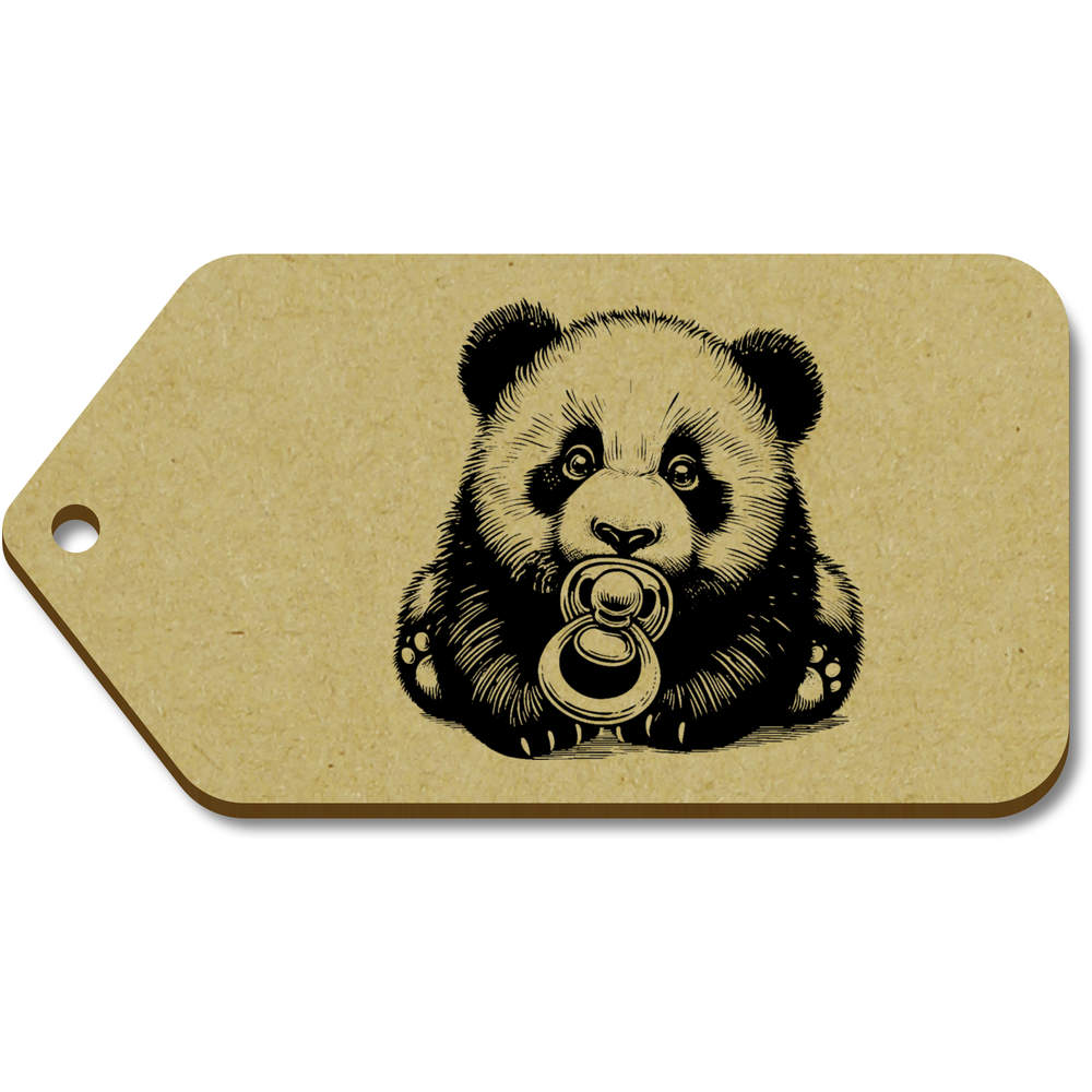 10 x Large 'Baby Panda With Pacifier' Wooden Gift Tags (TG00135989)