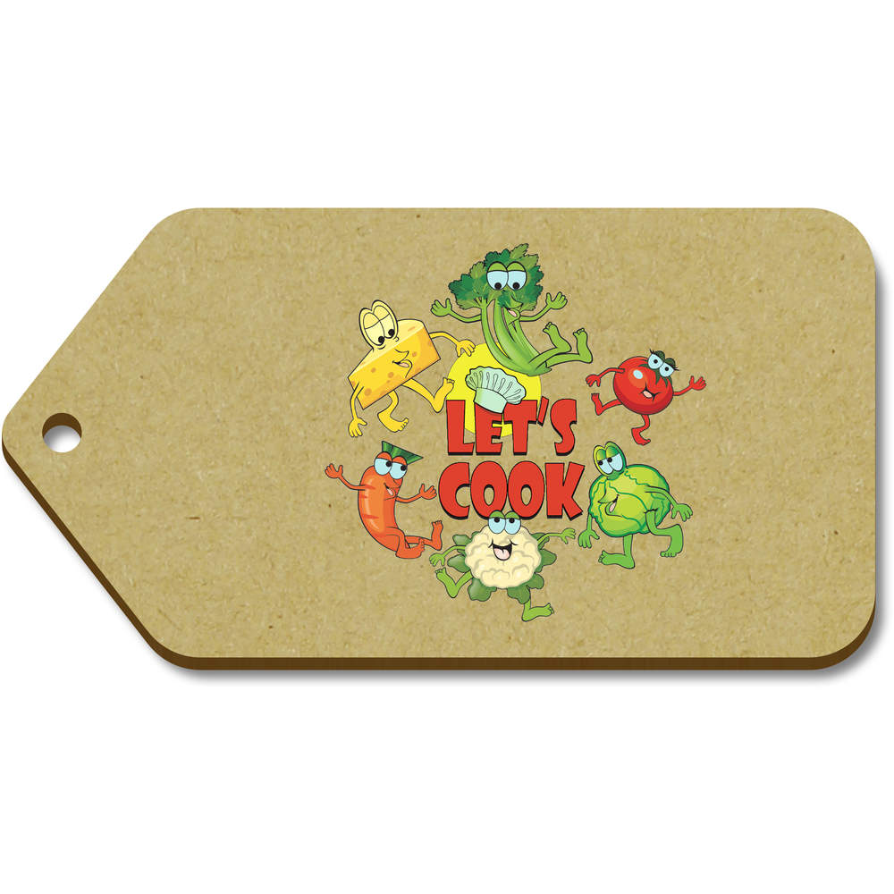 10 x Large 'Vegetable cartoon' Wooden Gift Tags (TG00136602)