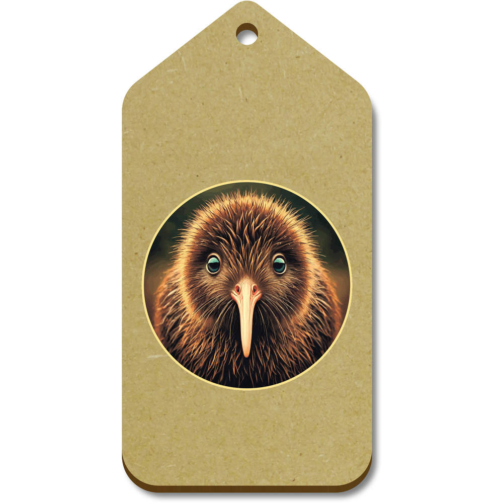 10 x Large 'Cute Kiwi Portrait' Wooden Gift Tags (TG00137457)