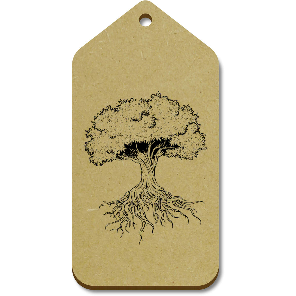 10 x Large 'Tree with Roots' Wooden Gift Tags (TG00139321)