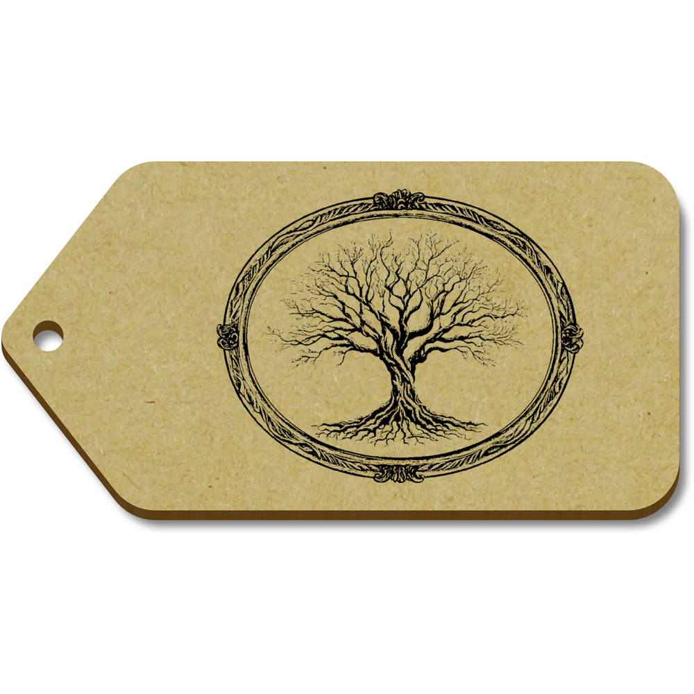 10 x Large 'Tree with Vintage Oval Frame' Wooden Gift Tags (TG00141857)