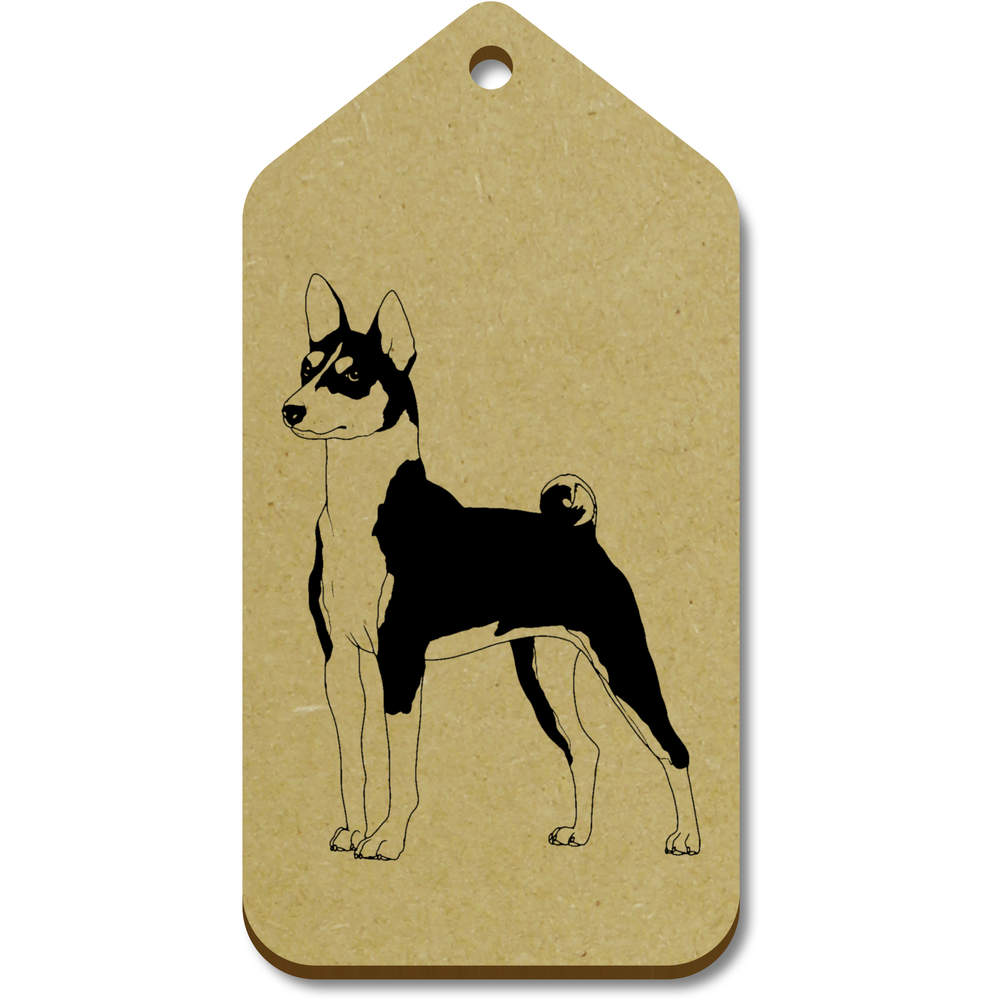 10 x Large 'Standing Basenji Dog' Wooden Gift Tags (TG00142509)