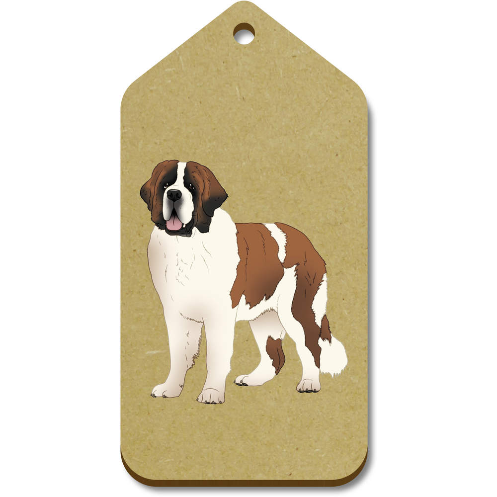 10 x Large 'St Bernard Dog Standing' Wooden Gift Tags (TG00142931)