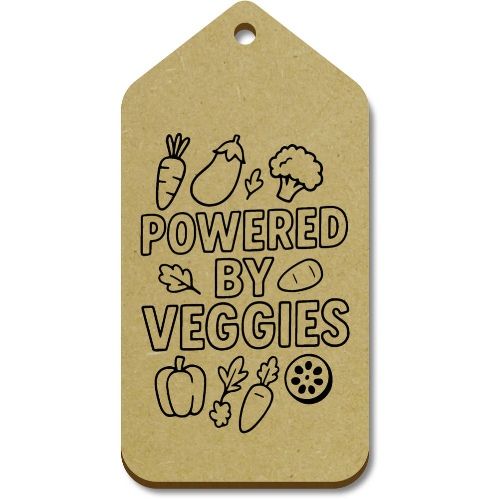 10 x Large 'Powered By Veggies' Wooden Gift Tags (TG00143145)