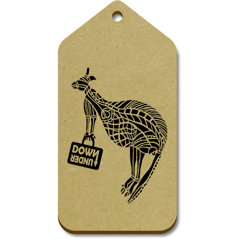 10 x Large 'Australia Holiday Kangaroo' Wooden Gift Tags (TG00143304)