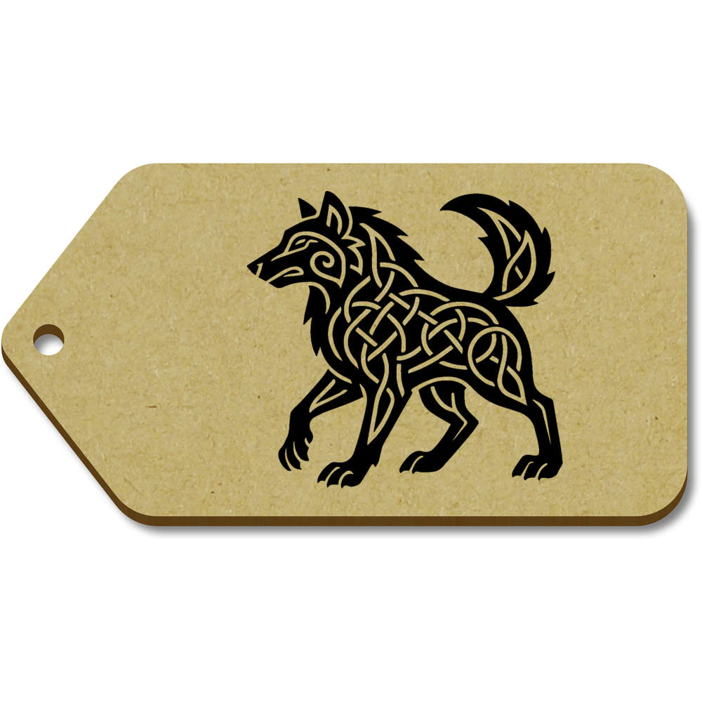 10 x Large 'Celtic Wolf' Wooden Gift Tags (TG00143680)