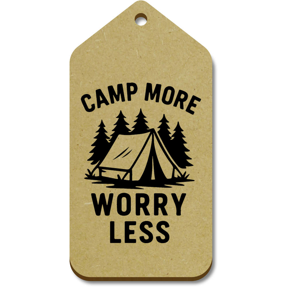 10 x Large 'Camp More Worry Less' Wooden Gift Tags (TG00144248)