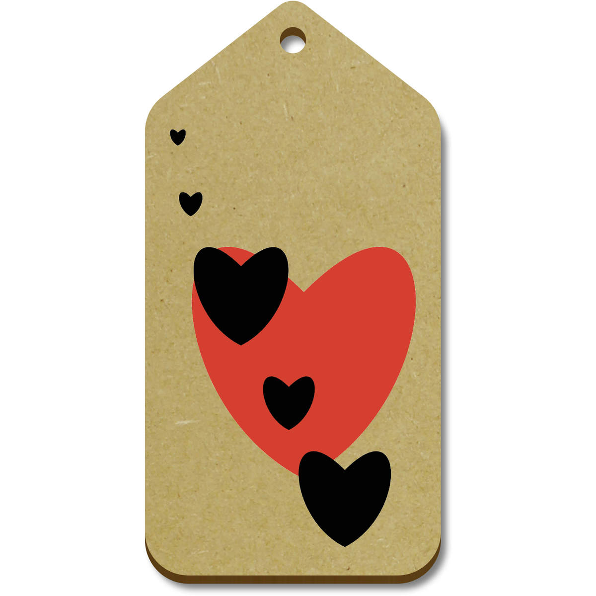 10 x Large 'Red And Black Hearts ' Wooden Gift Tags (TG00144690)