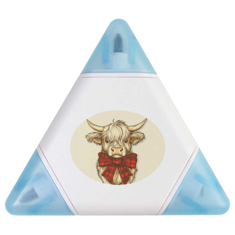 'Highland Cow Plaid Bow' Compact DIY Multi Tool - Triangle Pocket Tool for Measuring, Repairs, Keyrings and Gifts (TI00037405)