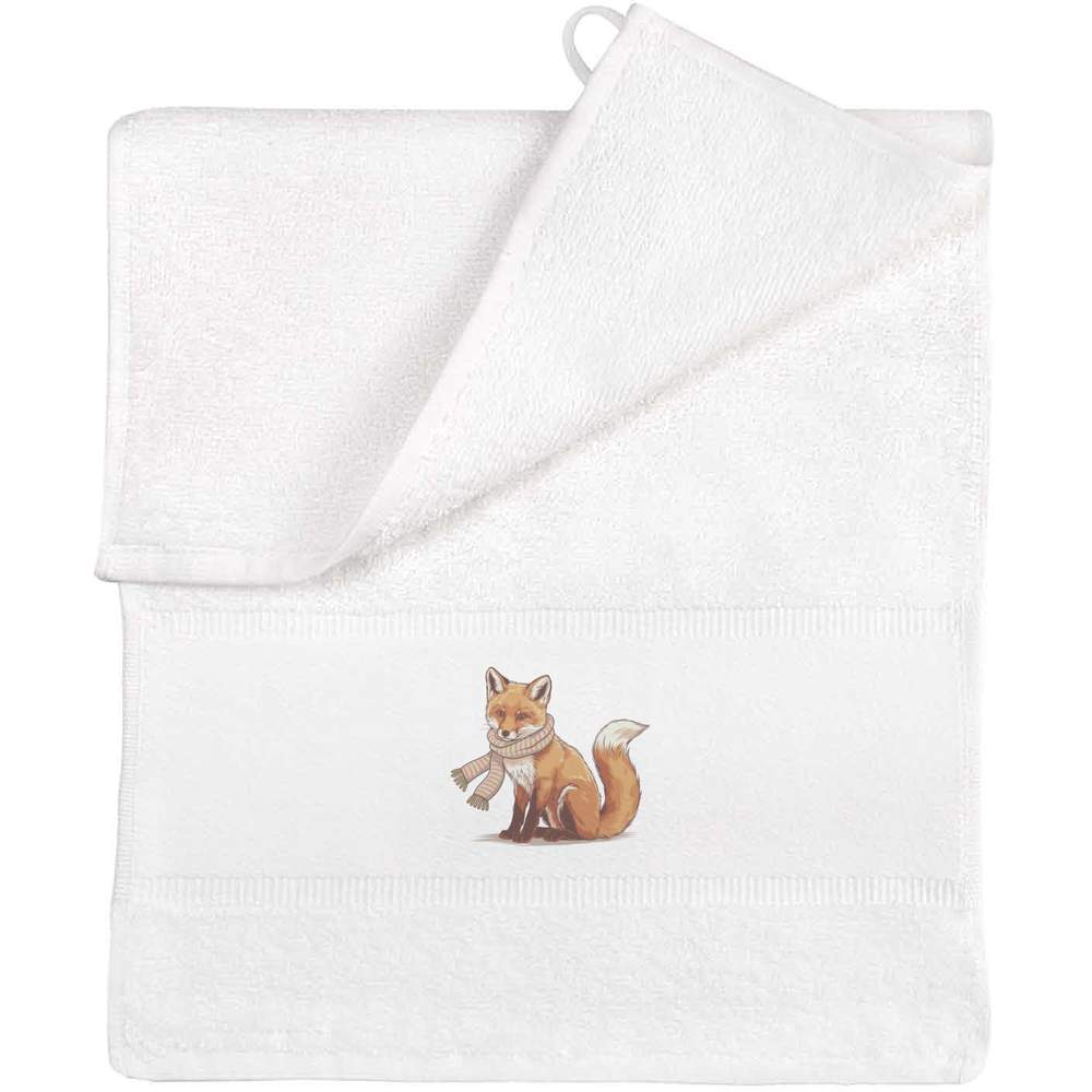 'Scarf Fox' Flannel / Guest Towel - White - Soft Hand and Face Cloth for Bathrooms, Travel, Gym and Gifts (TL00071388)