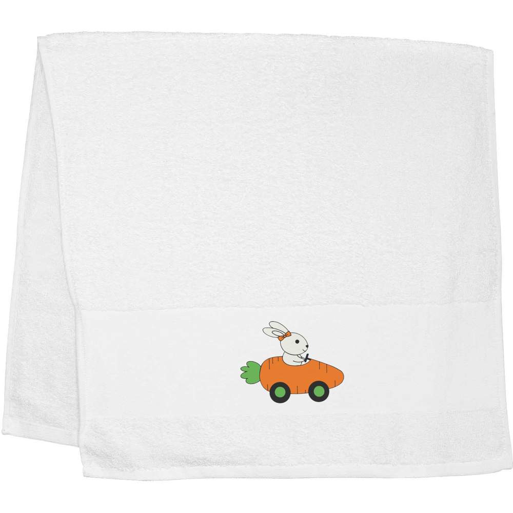'Rabbit Driving Carrot Car' Hand / Guest Towel (TL00040962)