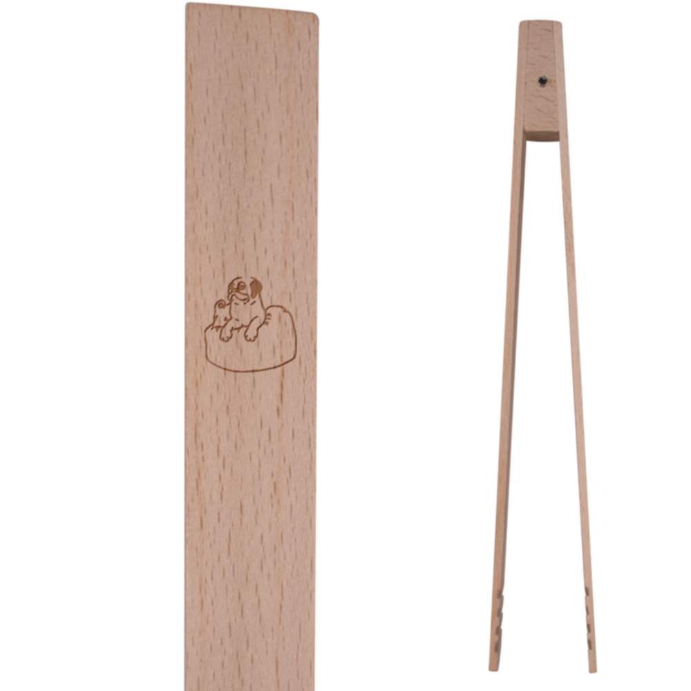 'Mops op een Zitzak' Houten Kooktangen voor Toast (TN00001281)